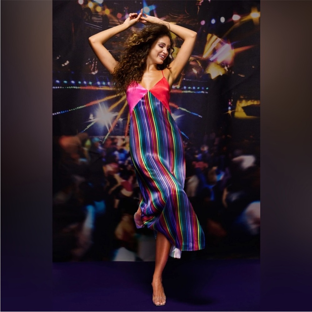 Terez Rainbow Stripe Slip Dress